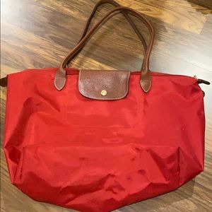 Long champ large le pliage tote in red